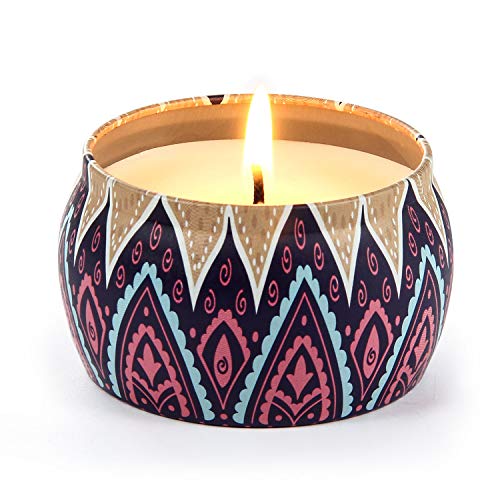 Scented Candles, Natural Soy Wax 4Oz Portable Glass Candles Women Gift with Strongly Fragrance Essential Oils for Stress Relief and Aromatherapy