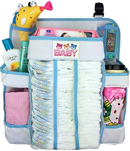 Crib and Changing Table Organizer - Non-Sagging Nursery Organizer For Diapers, Wipes, Creams, Small Toys and Other Baby Essentials (White)