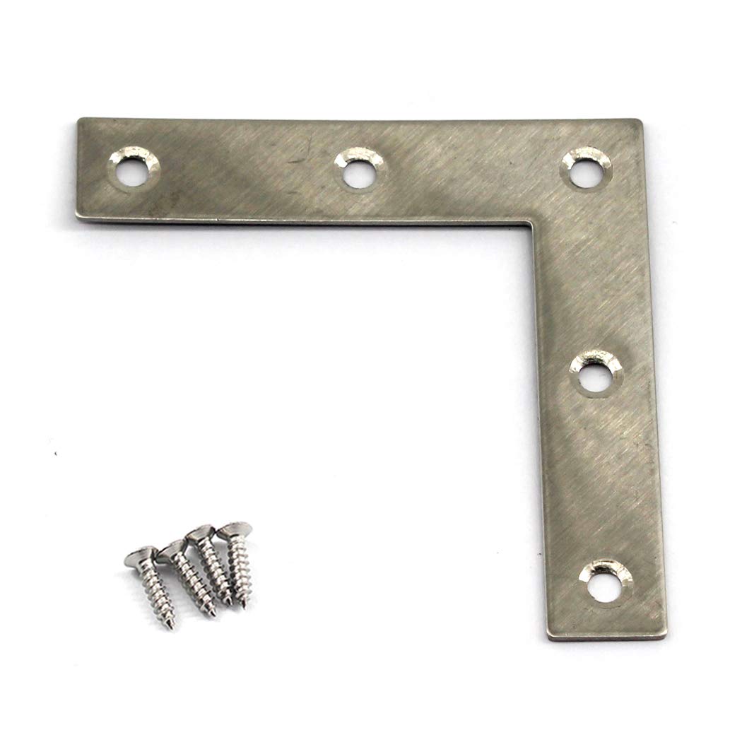 (20 Pieces) 80x80x1mm Angle Connector Corner Brackets (Thickness 1mm) Stainless Steel L Shape Brace Brackets with Screws