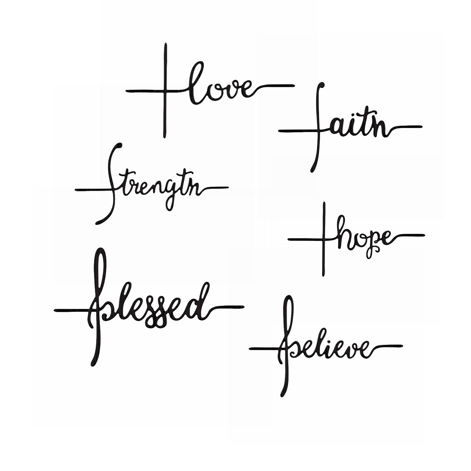 6 PCS Words Love Faith Hope Believe Blessed Strength Die-Cuts Set Metal Cutting Dies for DIY Scrapbooking Embossing Cardmaking Stencils Album Gift Cards Craft Handmade Art Decoration Greeting Card