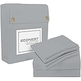 ECONEST LIVING 100% Egyptian Cotton Split King Sheet Set - 1000 Thread Count 7PC Cotton Sheets for Adjustable Bed, Silky Soft, Cooling Luxury Hotel Sheets - Fits Upto 16” Deep Pocket - Light Gray