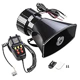 Yescom 7 Sound Loud Horn Car Warning Alarm Police Fire Siren PA Speaker with Microphone Emergency Amplifier