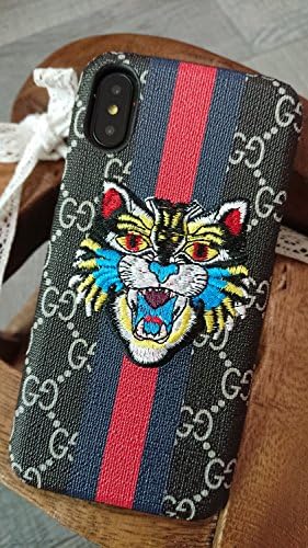 iPhone X/XS -US Fast Deliver Guarantee FBA- Luxury PU Leather Style Case Cover for Apple iPhoneX iPhoneXS iPhone10 Only (Embroidery Black Tiger)