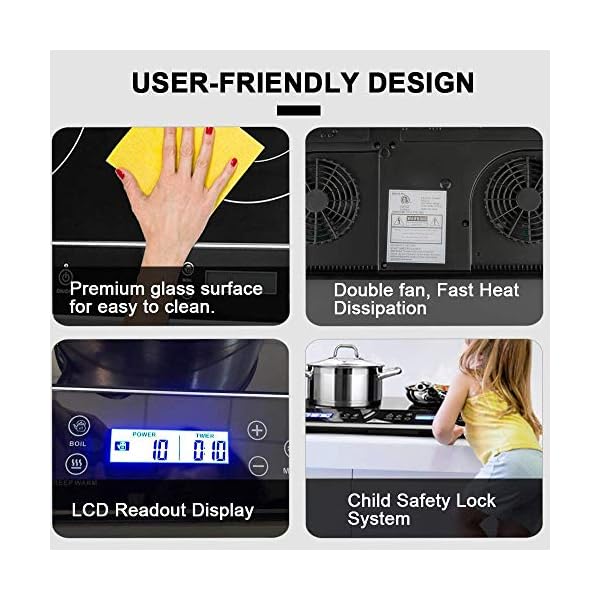 Duxtop LCD Portable Double Induction Cooktop 1800W Digital Electric