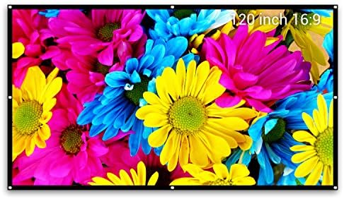 Projector Screen 120 inch 16:9 Indoor &amp; Outdoor Screen ,1.2 Gain Diy Screen for Projector ,Movie ,Home Theater, Classroom , Office ,Camp , Roll Easily ,PVC Fabric By Cheerlux