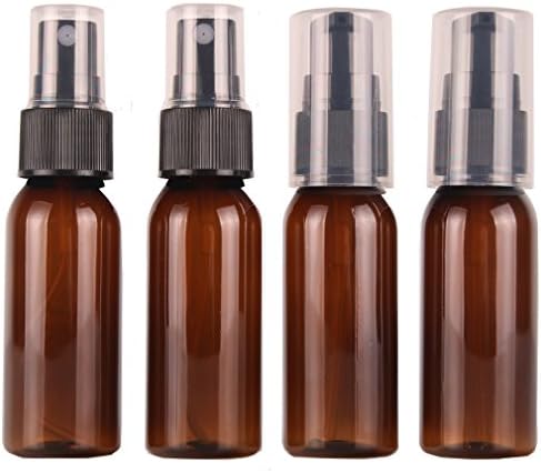 Empty Travel Bottles 30ML - 4 Pack 1oz Amber PET Plastic Refillable Cosmetic Perfume Atomizer Container Foamer Pump Bottle Mini Size for Essential Oils,liquids,Aromatherapy (2 Press + 2 Spray)