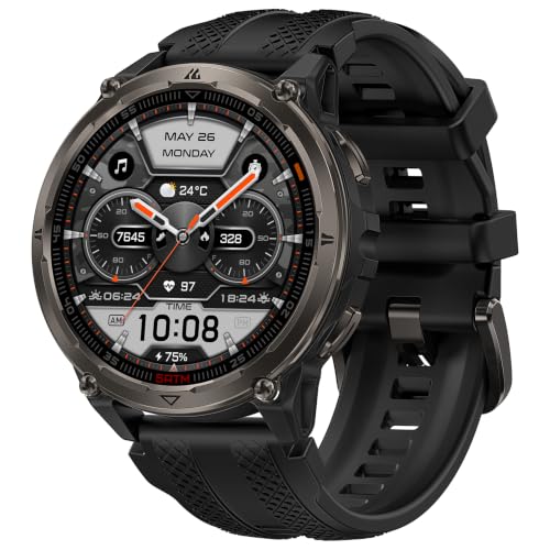 KOSPET ORB 2 Smartwatch uomo Rugged, GPS Dual-band, Impermeabile IP69&5ATM | Batteria da 500mAh, Torcia LED Integrata, 170+ Modalità Sportive, Monitor della Salute, Compatibile con Android & iPhone Nero