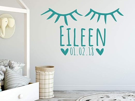 Grazdesign Tattoo Name Kind Name Mit Datum Baby Wandtattoo Susses Motiv Wandtattoo Kinderzimmer Name Herzen Wandtattoo Wimpern 100x57cm 083 Haselnussbraun Amazon De Kuche Haushalt