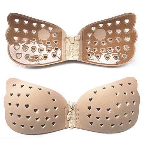 1Pc Sexy Hollow Breathable Women Invisible Breast Lift Push-up Bra Strapless Bra Backless Bra Nipple Cover Sticker, for Swimsuit,Evening Dress,Wedding Dress,Backless Dress Skin B