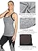 icyzone Women Workout Yoga Spaghetti Strap Racerback Tank Top with Built in Bra (L, Grey Melange)
