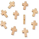 KISSITTY 50Pcs 7/8" x 5/9" Natural Unfinished Wood Cross Pendants Beads 22x14mm for Crafts & DIY Jewelry Projects