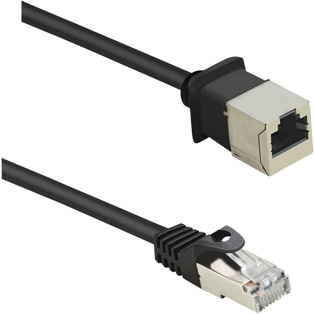 Renkforce RF-4394127 RJ45 Network Cable Patch Cable CAT 5e F/UTP 5.00 m Black with Snap Protection Gold-Plated Connectors