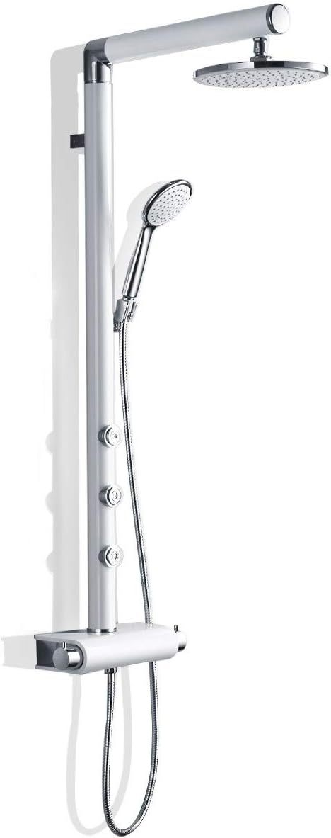 Dayanaprincess 48" Aluminium Alloy Shower Column Body Jets with Hand & Head Shower Lightweight Durable Useful Home Hotel Motel Waterfall Rainfall Stand Faucet