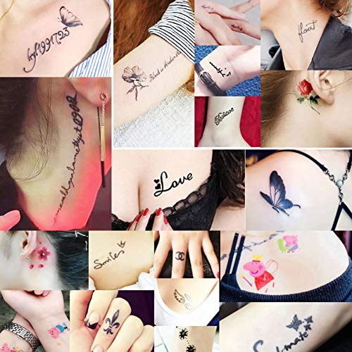Koogel 434 PCS Semi Permanent Tattoo with Body Painting Pen,20 Sheets Girls&Boys Tattoo Stencil Temporary Tattoos for Women Body Art Template