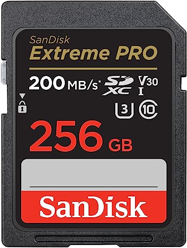 SanDisk Extreme PRO SDXC UHS-I Speicherkarte 256 GB (V30, Übertragungsgeschwindigkeit 200 MB/s, U3, 4K UHD Videos, SanDisk QuickFlow-Technologie, temp