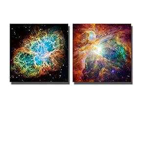 Canvas Prints Wall Art - The Cosmic Cloud Orion Nebula and Crab Nebula | Modern Wall Decor/Home Decoration Stretched Gallery Canvas Wrap Giclee Print & Ready to Hang - 12"x12" x 2 Panels