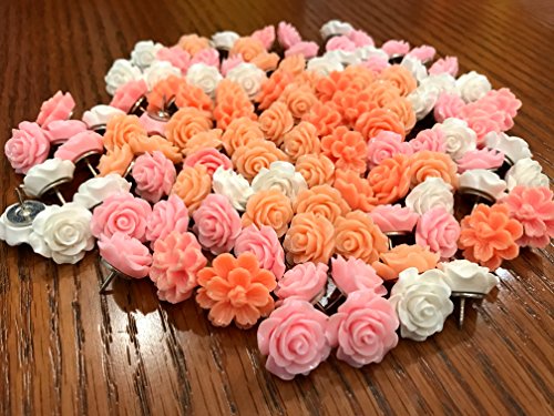 24Pcs Decorative Push pins,Cork Board Tacks,Bulletin Board Tacks,Thumb Tack Decorative for CorkBoard, Office Organization or Home (Pink) - Thumbnail 3
