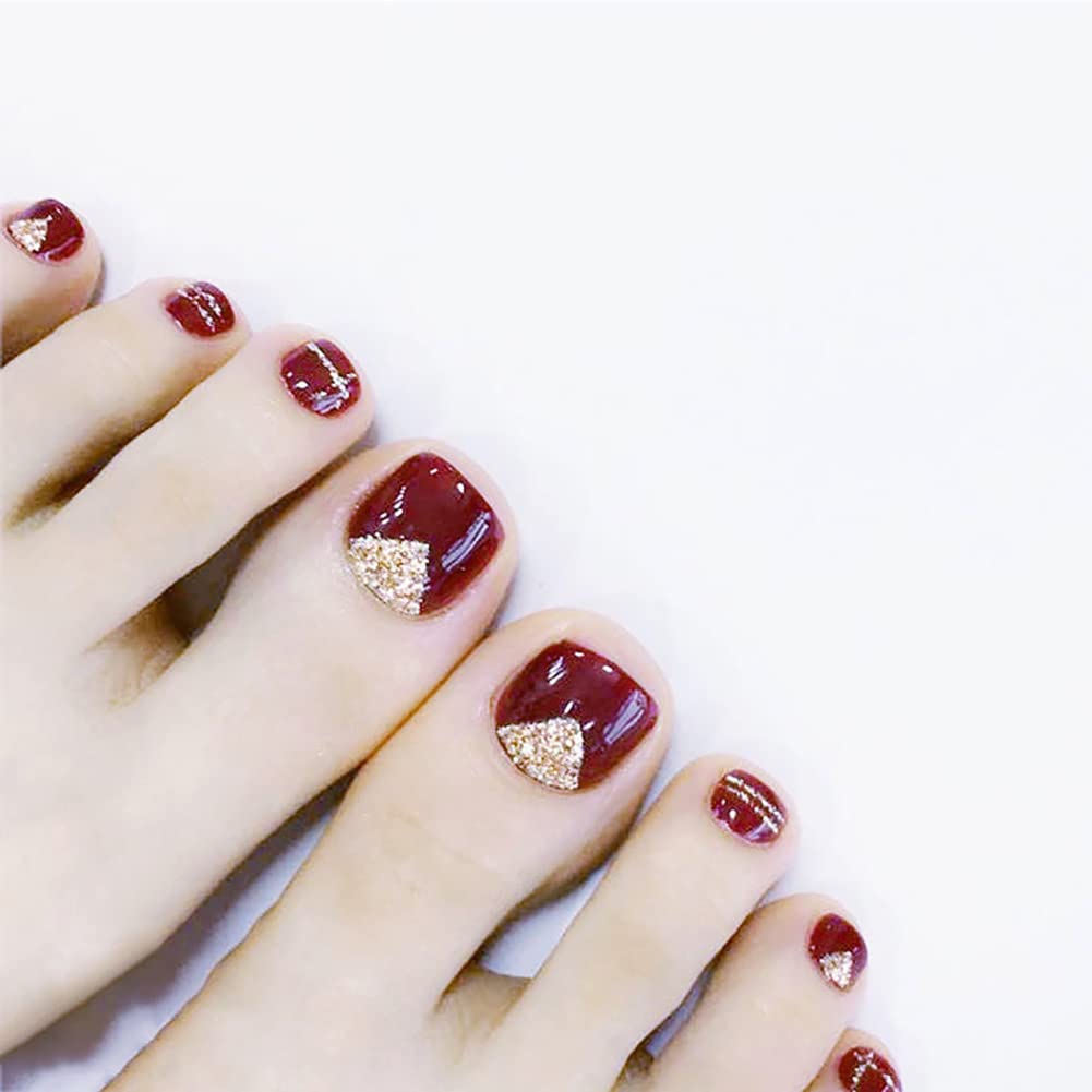 Carufin 24 PCS Long Coffin Fake Nail Glossy Acrylic False Nails Artificial Crystal Nails Press on Nails Ballet False Nails for Women Girls (A)