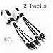 YICHUMY 2 Packs 6ft Retractable Multiple Charging Cable 3 in 1 Usb Cable Retractable USB Cable Multi Charging Cable with Lightning Type-C Micro USB for iPhone7 6 Samsung S6 s7 s8 (6ft,Black)