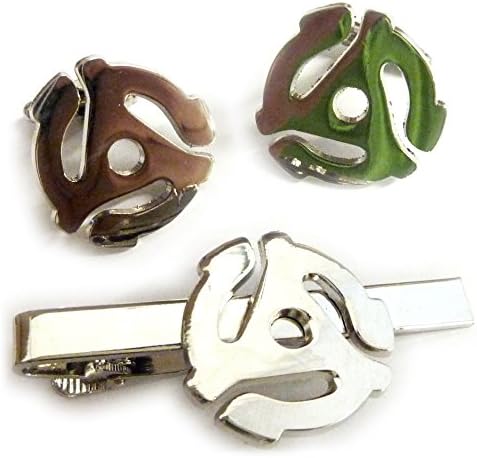 Vinyl Record Collectibles45 RPM Vinyl Record Adapter Spindle Replica TIE BAR Cufflinks Set