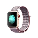 Tentan Woven Nylon Strap Replacement Sport Loop Nylon Band for Apple Watch Band Series 3 Series 2 Series 1 All Versions (38MM Pink Sand)