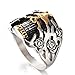 PAURO Men's Stainless Steel Skull Kito Head Punk Vintage Style Ring Size 10