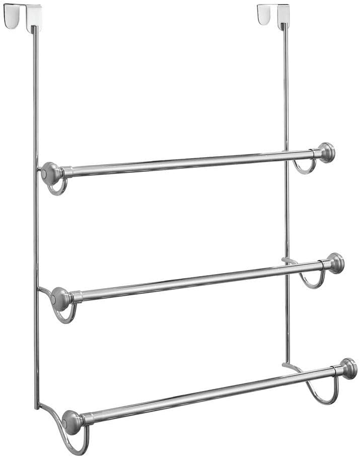 iDesign York Over the Shower Door Towel Rack for Bathroom, 1.5" x 7" x 22.8", Chrome/Brushed,79150: Home & Kitchen
