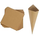 homeemoh 30 Pcs Kraft Paper Confetti Cones, 17x17cm(6.69x6.69inch) Wedding Confetti Cones