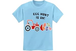 SUGARAIN Kids Easter Shirt for Boys Girls Tractor Eggs Hunt T-Shirt Toddler Short Sleeve Easter Outfits Excavator Bunny Tee Top