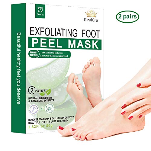 2 Pairs Foot Peel Mask, Exfoliant and Moisturizing for Soft Feet in 1 Week, Exfoliating Booties for Peeling Off Calluses & Dead Skin, For Men & Women by KiraKira