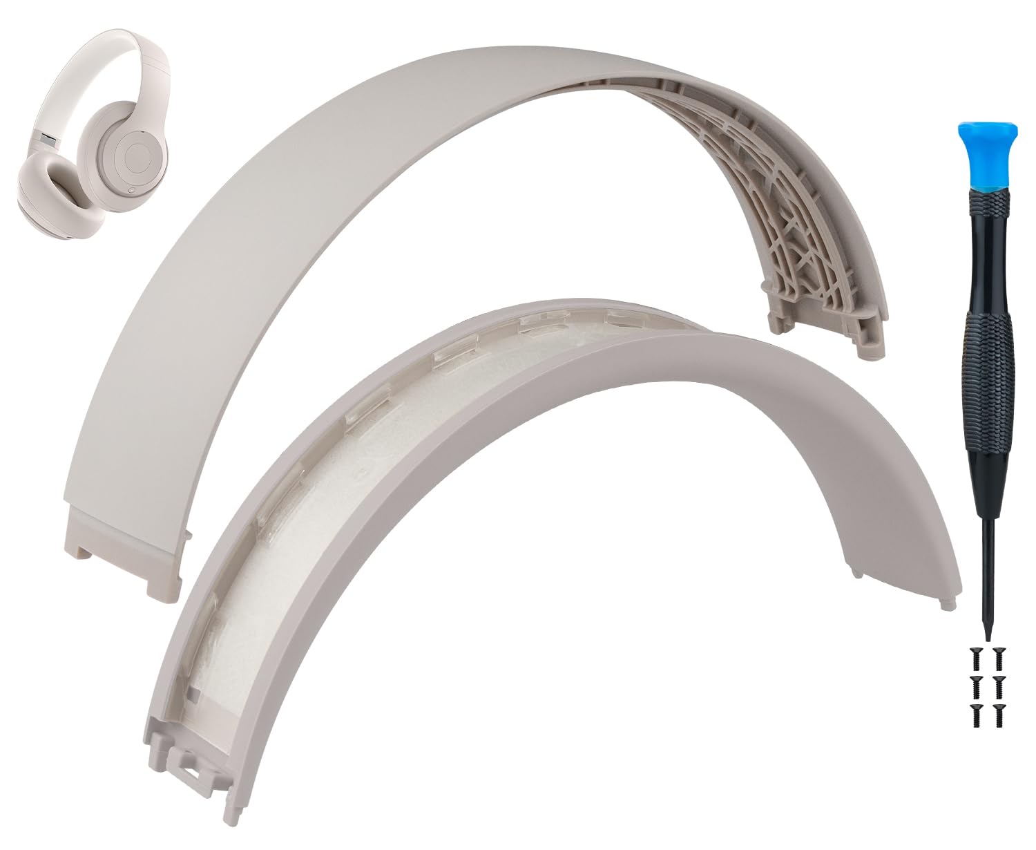 Photo 1 of ** SIMILAR** MSOULWIT Top+Bottom Headband Cover for Beats Studio Pro Noise Cancelling Headphones, Replacement Headstrap Pad Repair Part - Sand Stone