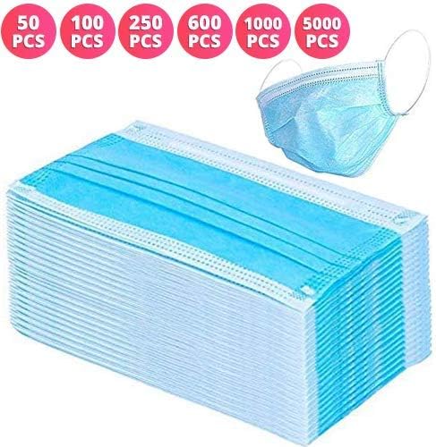 Disposable Face Mask, Dust Mask, Sanitary Shields – Thick 3Ply Mouth Masks with Comfortable Earloop (50)