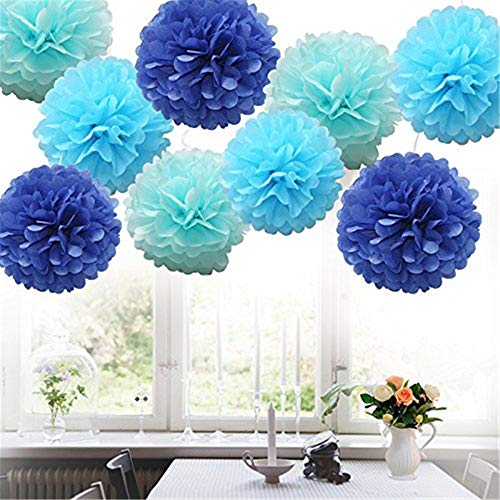 image for DEESEE(TM)_Home Hot Sale!DEESEE(TM)9pcs Mix Tissue Paper Pompoms Flowe
