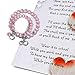 ORIENTAL CHERRY Back to School Gifts - First Day of School Mommy & Me Bracelets with Poem Card - Mother Daughter Matching Heart Bracelets Set for 2 - Anxiety Seperation Present Preschool Kindergarten