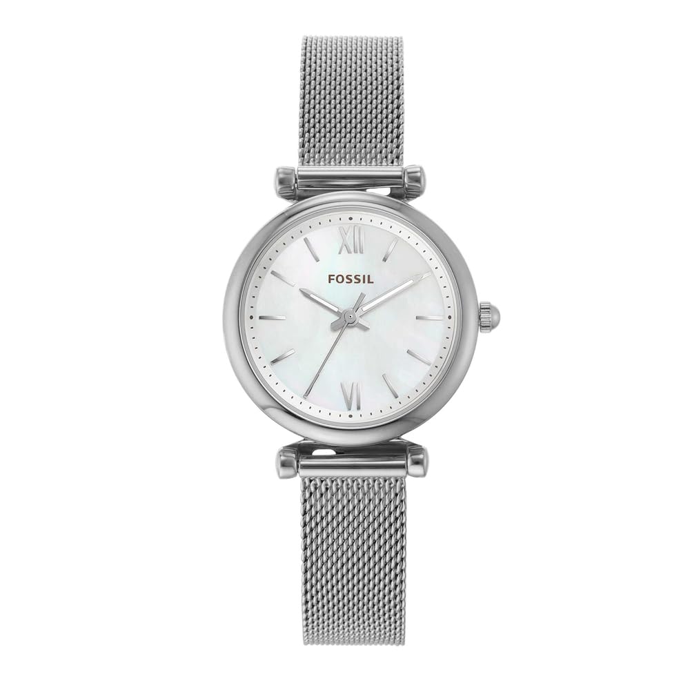 Fossil Watch for Women Carlie, Quartz Movement, 29 mm Silver Stainless Steel Case with a Stainless Steel Strap, ES4432