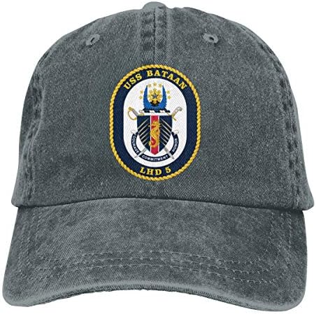 Nicegift USS Bataan COA LED 5 Denim Baseball Cap Men Women Golf Hats Adjustable Plain Cap Deep Heather