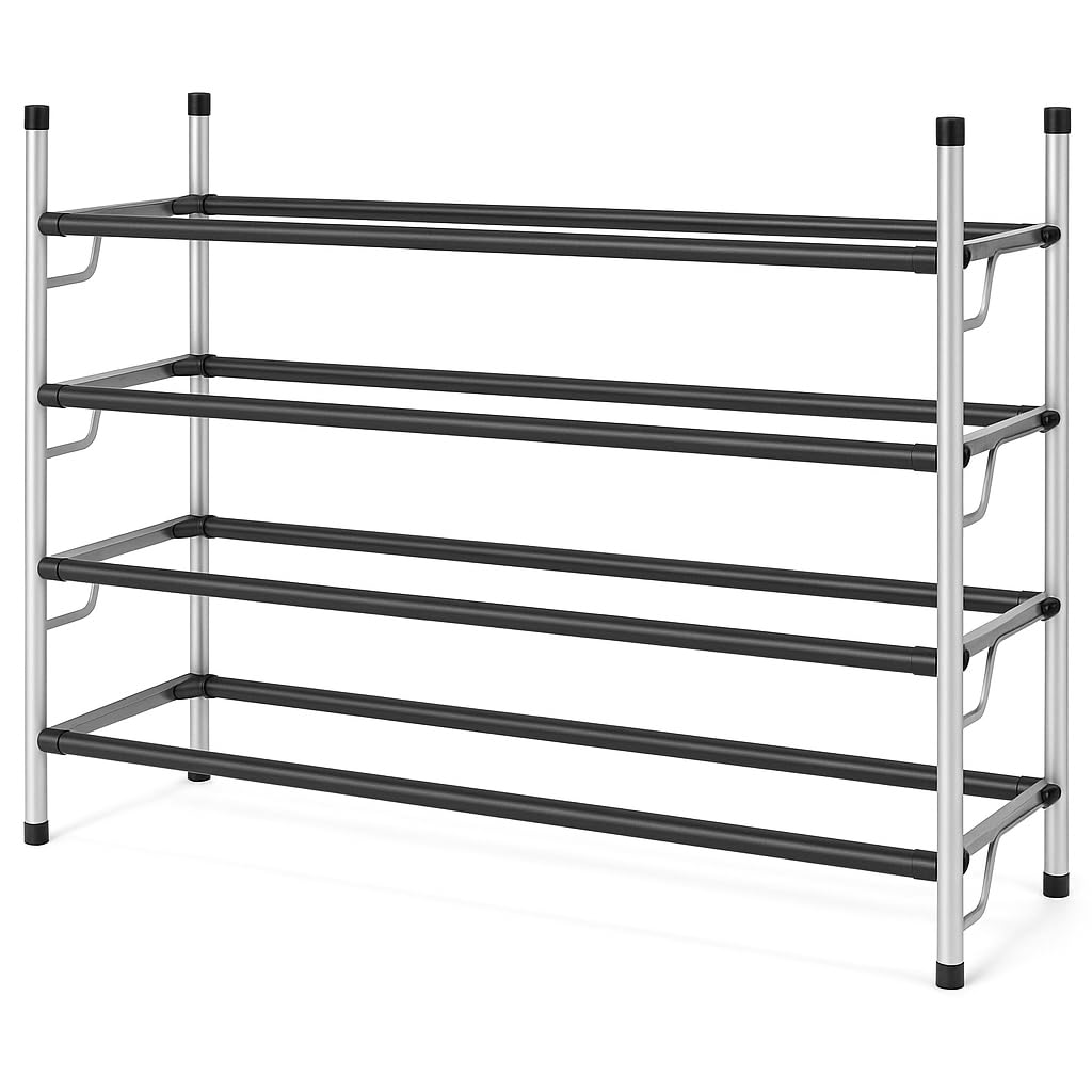 USTECH 4 Tier Adjustable Metal Shoe Rack Storage Organizer | Portable, Large, Free Standing Closet Shelf for Bedroom and Entryway for Kids and Adults | 16 Pairs of Shoes