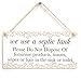 Meijiafei we use a Septic Tank Please Do Not Dispose ... in The Sink or Toilet - Neutral Colour Septic Tank Notice Hanging Plaque for Bathroom Door 10