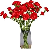 Corkwaw 40 Heads Artificial Carnations,Silk Hydrangea Bouquet Decoration Plastic Plant Suitable for Photo Props Family Party Home Decoration Bridal Wedding Bouquet Decoration (Red)