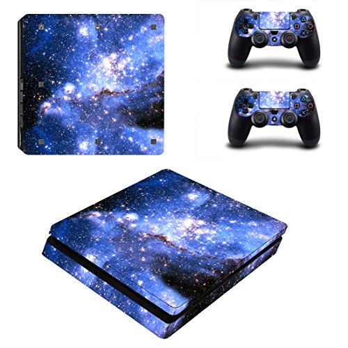 UUShop Vinyl Skin Decal Cover for Sony PlayStation 4 Slim PS4 S Console Sticker Blue Starry Sky