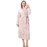 Dowesrobe Womens Fleece Hooded Fluffy Bathrobe Plush Long soft cozy Winner Warm fuzzy Spa Robe with deep pockets