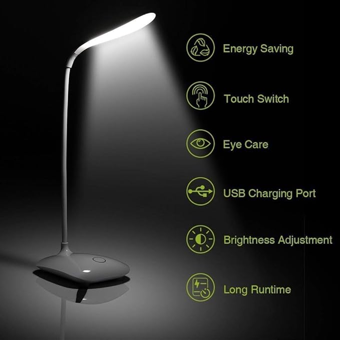 Azacus Touch Switch Dormitory Desk Lamp (White)