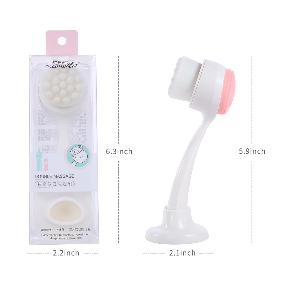 Double Facial Cleansing Brush Soft Face Skin Care Scrub Tool Silicone Cleansing for Washing Face