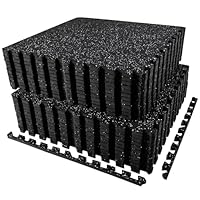 AIRHOP 0.56in Thick 96 Sq Ft Exercise Equipment Mats, 24 Tiles Upgraded Rubber Top with High Density EVA Foam, Large Interlocking Puzzle Gym Flooring for Home Gym, Heavy Weight Workout, 24 x 24in