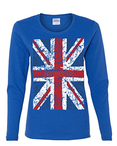 Union Jack Women's Long Sleeve Tee United Kingdom Distressed British Flag