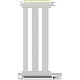 GLOTRENDS 200mm PCIe 5.0 x16 GPU Riser Cable, 90 Degree Right Angle, White | PCIe 5.0 x16 64GB/s, 78W, GeForce RTX 5090, Radeon RX 9000 Ready, Gen 5 and Gen 4
