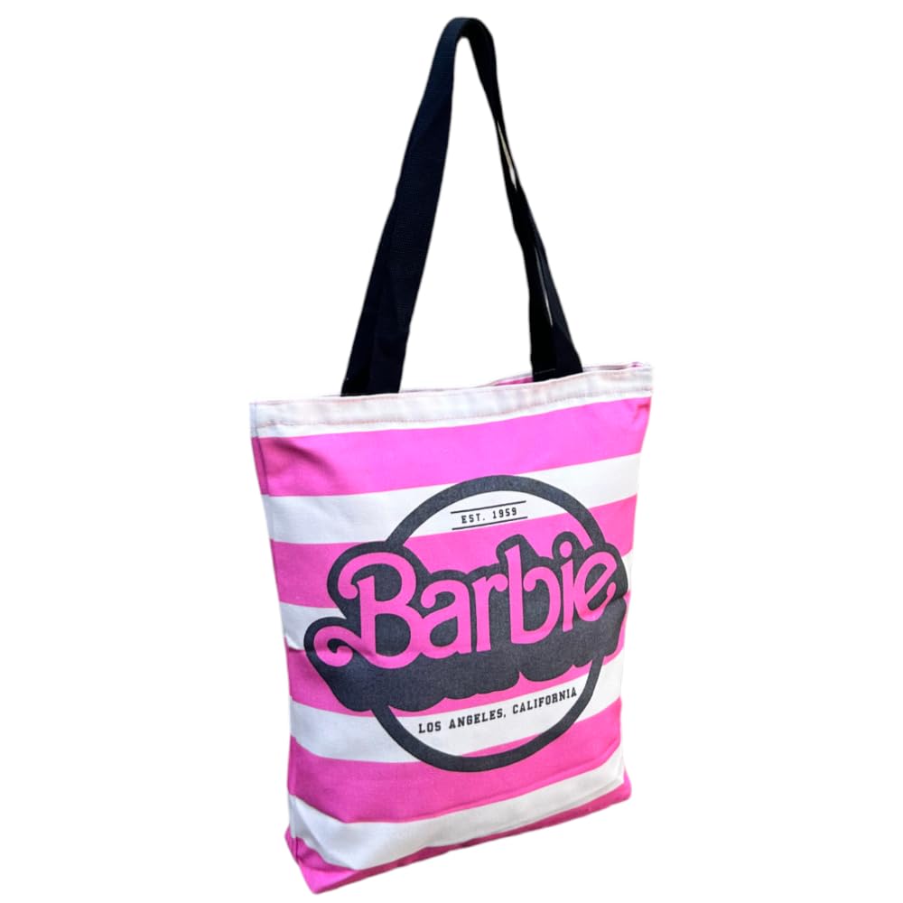CARTOON Canvas Tote Bag, Tote Bag, Fabric Shopping Bag, Reusable, Multifunction, Barbie (2), 5 UK