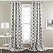 Lush Decor Edward Trellis Curtains Light Filtering Window Panel Set for Living, Dining, Bedroom (Pair), Gray, 52