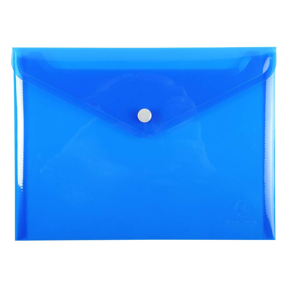Exacompta - Ref. 34440E - 1 Pocket with snap Button Closure with Flap - Made of Smooth Polypropylene Thickness 2/10 - Dimensions: 23 x 17 cm - Format to File A5-6 Random Colours
