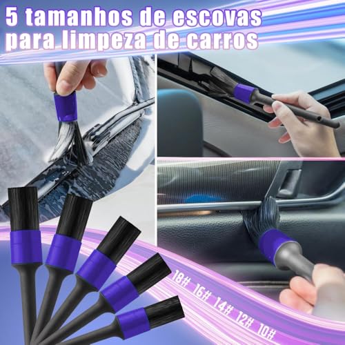 Kit Limpeza Automotiva, Kit Lavagem Automotiva, Lavar Carro, Pincel Automotivo, Conjunto de Pinceis de Detalhamento, Detalhes de Carro com 22 Peças, Lavar, Esponja Automotiva
